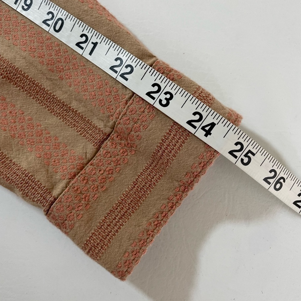 Ruff Hewn Tan/Orange Embroidered Striped Button Up Shirt Long Sleeve Medium - Picture 7 of 10